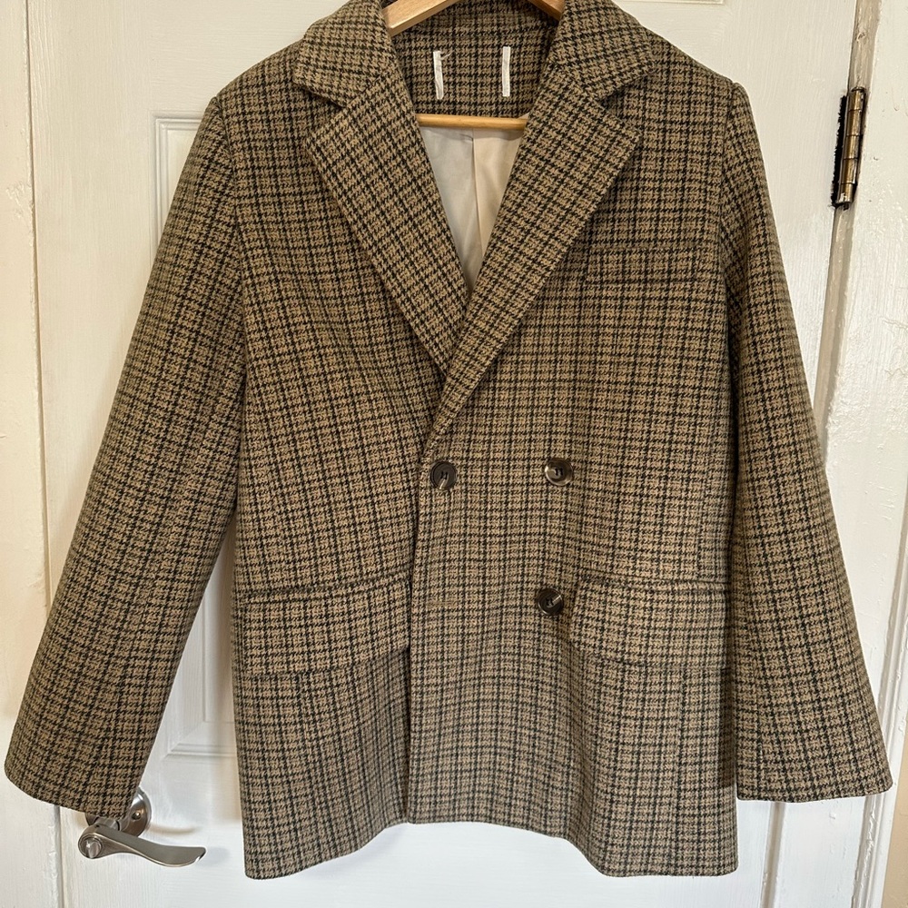 Plaid Double-Breasted Blazer
